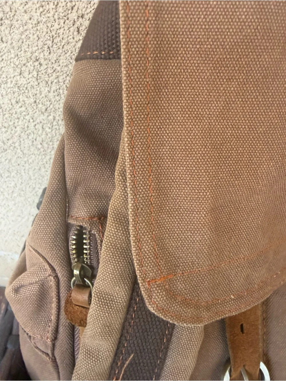 Augur Canvas Drawstring Backpack in Brown
